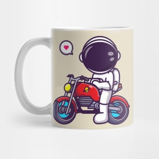 Cute Astronaut Riding Motorcycle Cartoon Mug